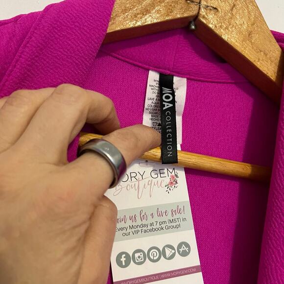 MOA Collection bright pink open front blazer S - Picture 4 of 8